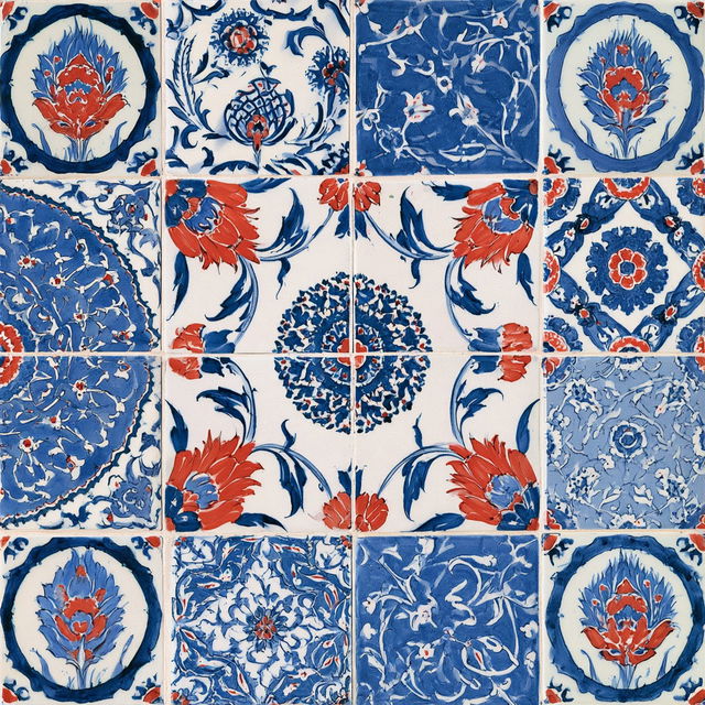 Iznik tiles style, Midjourney V8.2, render 1 of 4