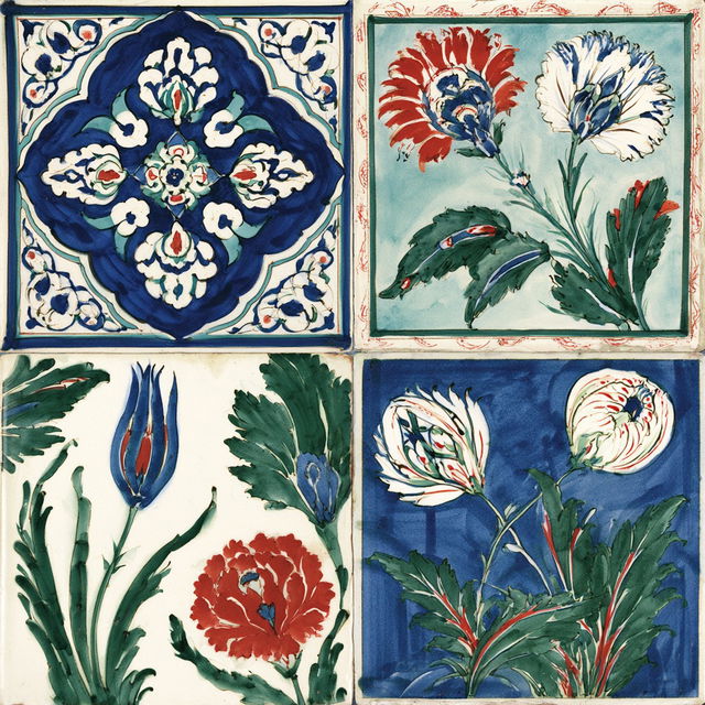 Iznik tiles style, Midjourney V8.2, render 4 of 4