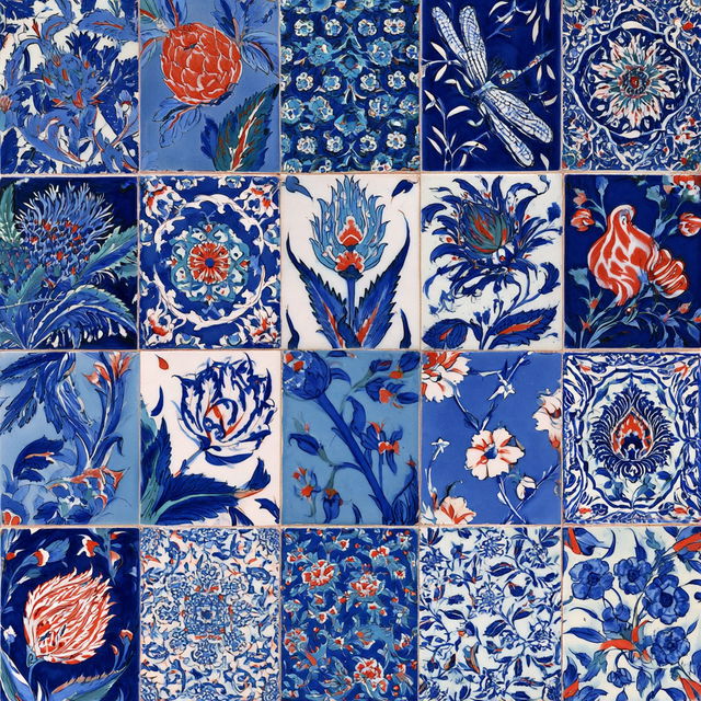 Iznik tiles style, Midjourney V8.2, render 3 of 4
