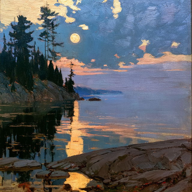 J. E. H. MacDonald style, Midjourney V8.2, render 3 of 4