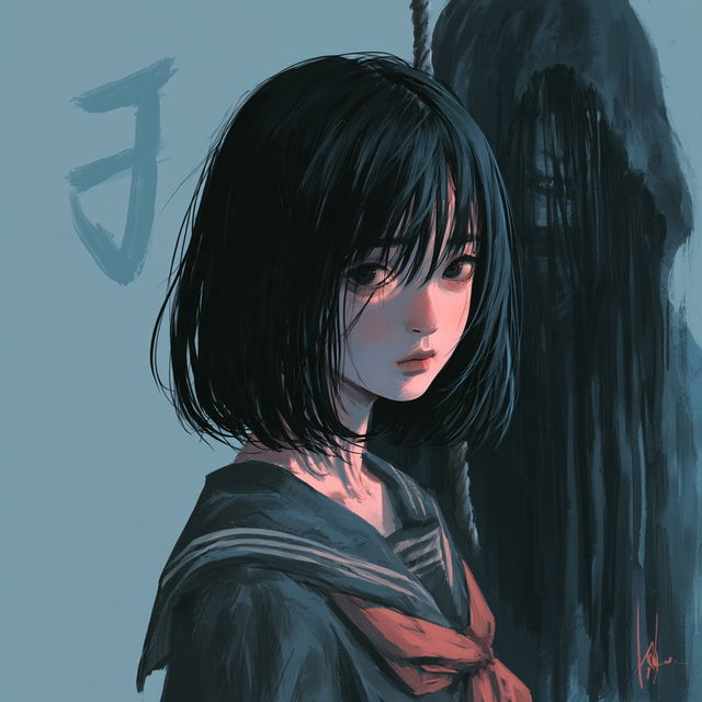 J Horror anime style style, Midjourney V8.2, render 1 of 4