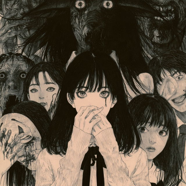 J Horror anime style style, Midjourney V8.2, render 3 of 4