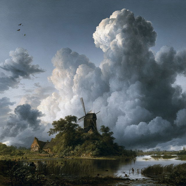 Jacob van Ruisdael style, Midjourney V8.2, render 4 of 4