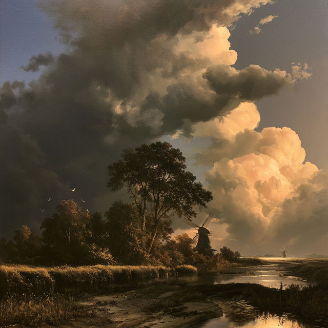 Jacob van Ruisdael style, Midjourney V8.2, render 3 of 4