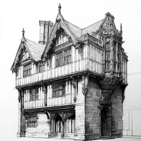 Jacobean architecture style (Genres), Midjourney V8.2