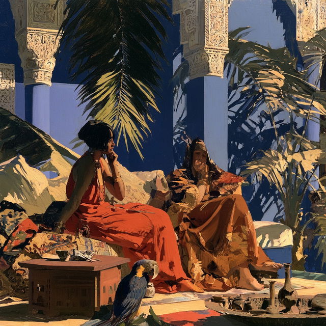 Jacques Majorelle style, Midjourney V8.2, render 2 of 4