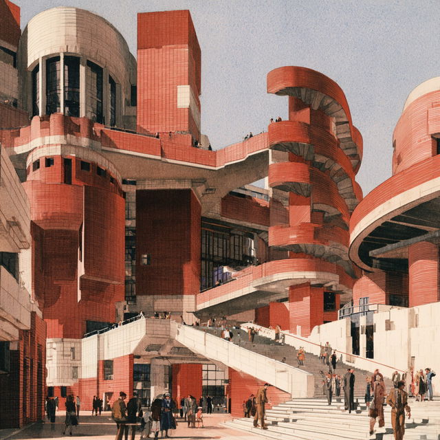 James Stirling style, Midjourney V8.2, render 2 of 4