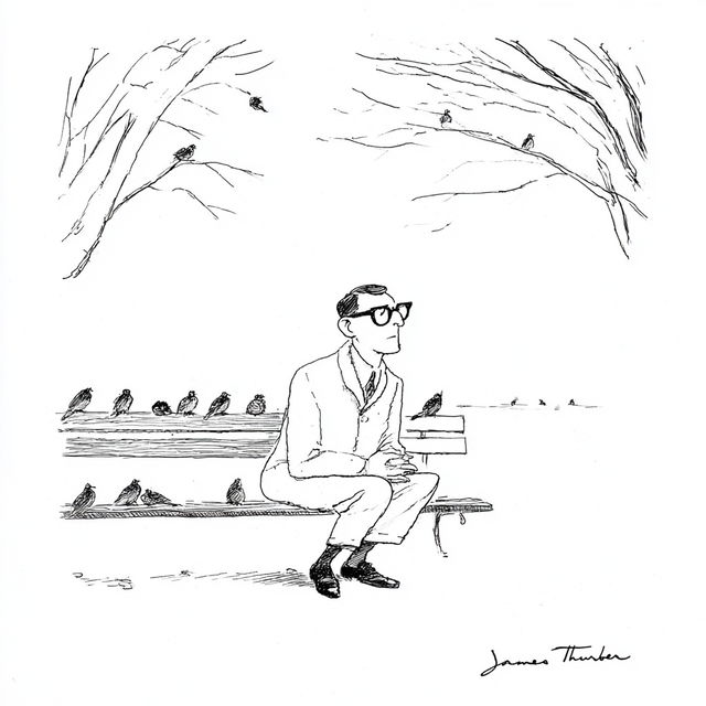 James Thurber style, Midjourney V8.2, render 2 of 4