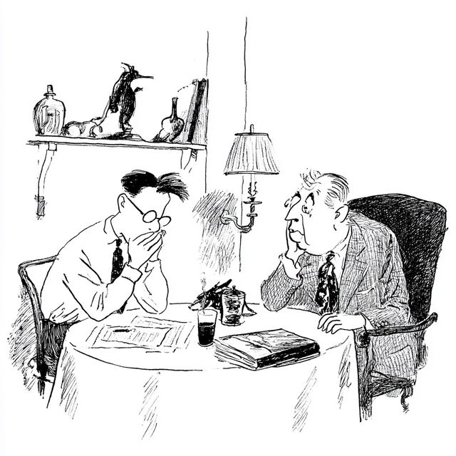 James Thurber style, Midjourney V8.2, render 4 of 4