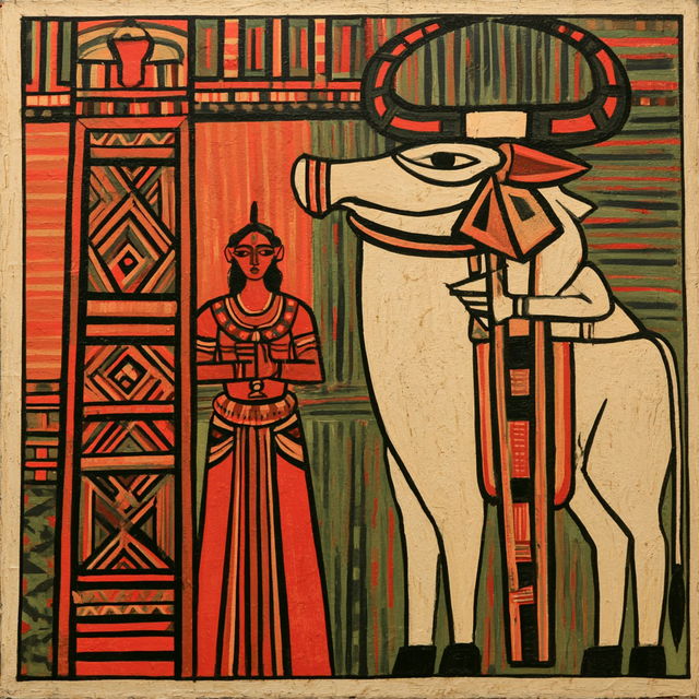 Jamini Roy style, Midjourney V8.2, render 2 of 4
