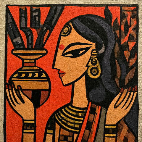 Jamini Roy style (Painters), Midjourney V8.2
