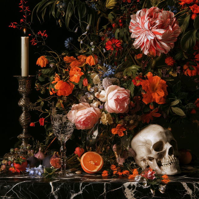 Jan Davidsz de Heem style, Midjourney V8.2, render 3 of 4