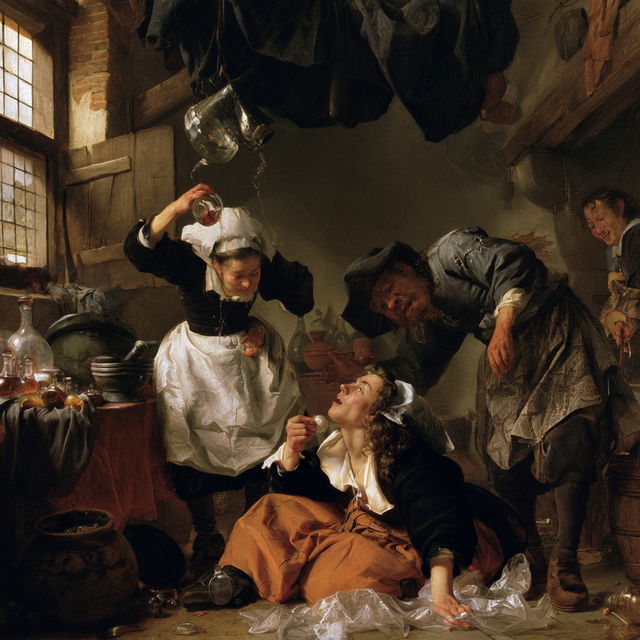 Jan Steen style, Midjourney V8.2, render 1 of 4