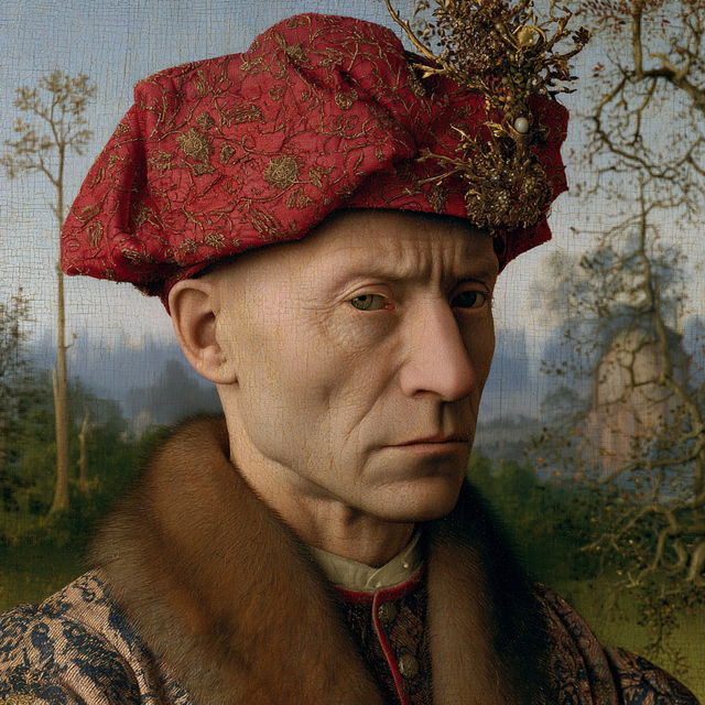 Jan Van Eyck style, Midjourney V8.2, render 3 of 4