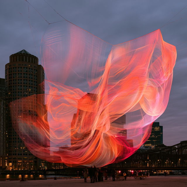 Janet Echelman style, Midjourney V8.2, render 3 of 4