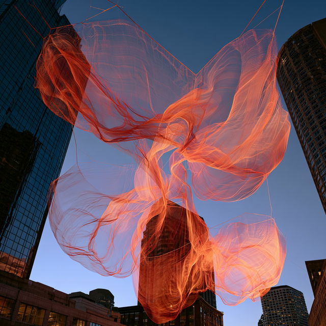 Janet Echelman style, Midjourney V8.2, render 2 of 4