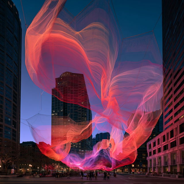 Janet Echelman style, Midjourney V8.2, render 4 of 4