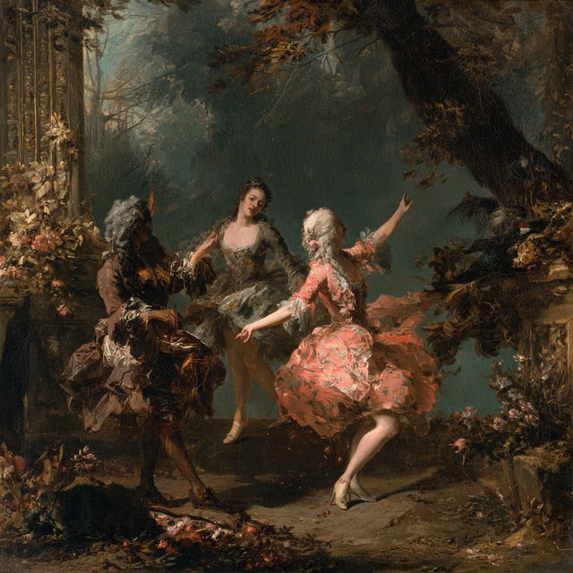 Jean-Antoine Watteau style, Midjourney V8.2, render 2 of 4