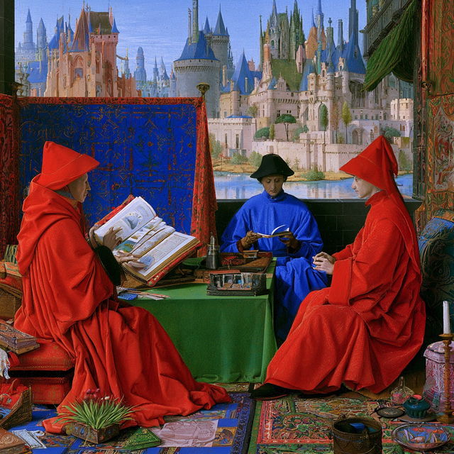 Jean Fouquet style, Midjourney V8.2, render 3 of 4