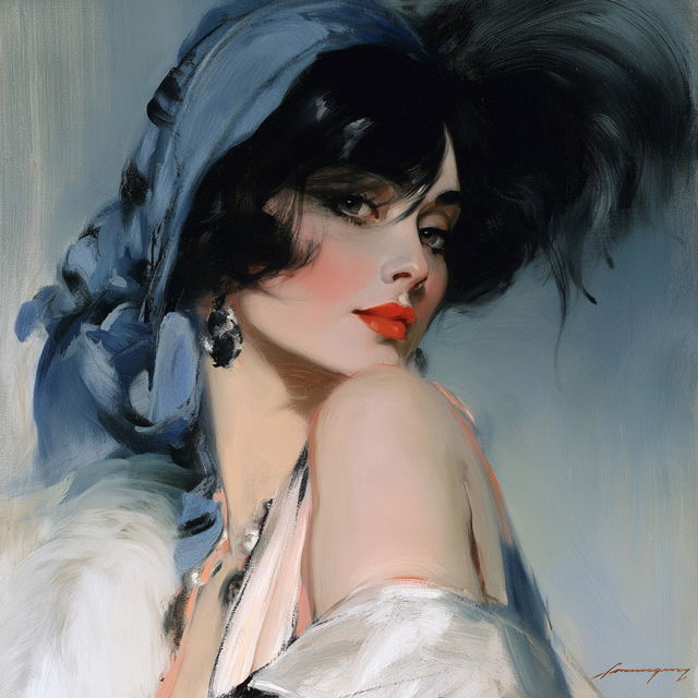 Jean-Gabriel Domergue style, Midjourney V8.2, render 3 of 4