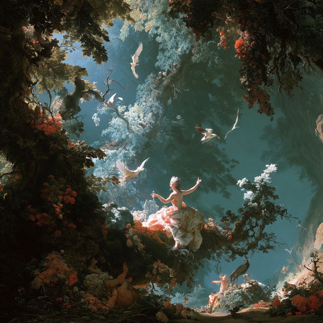 Jean-Honore Fragonard style, Midjourney V8.2, render 2 of 4