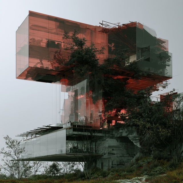 Jean Nouvel style, Midjourney V8.2, render 4 of 4