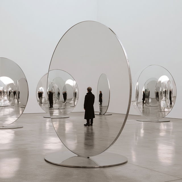 Jeppe Hein style, Midjourney V8.2, render 1 of 4