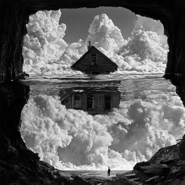 Jerry N. Uelsmann style, Midjourney V8.2, render 1 of 4
