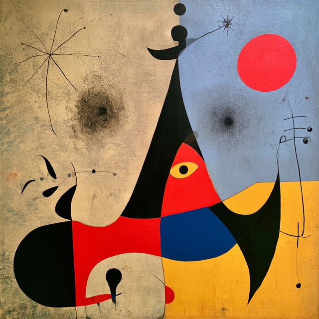 Joan Miro style, Midjourney V8.2, render 2 of 4