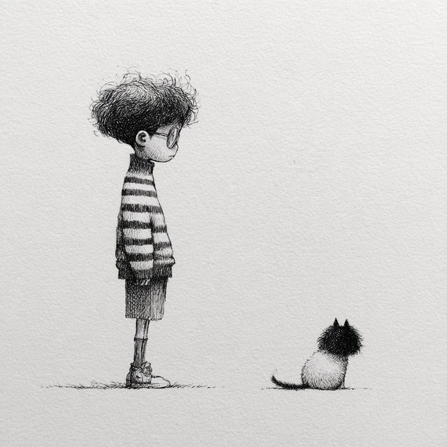 Quino style, Midjourney V8.2, render 3 of 4