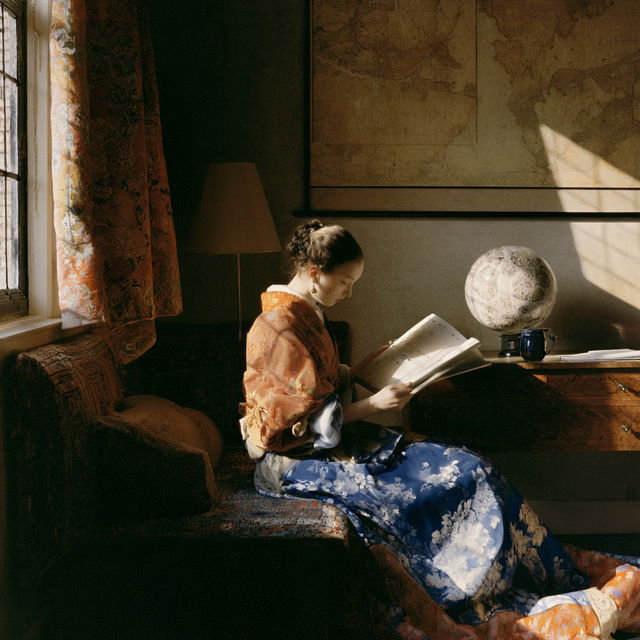 Johannes Vermeer style, Midjourney V8.2, render 4 of 4