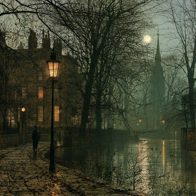 John Atkinson Grimshaw style, Midjourney V8.2, render 3 of 4