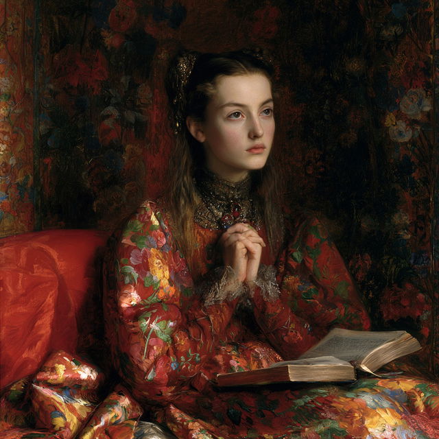 John Everett Millais style, Midjourney V8.2, render 2 of 4