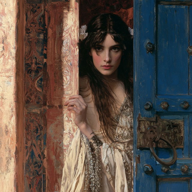 John William Waterhouse style, Midjourney V8.2, render 2 of 4