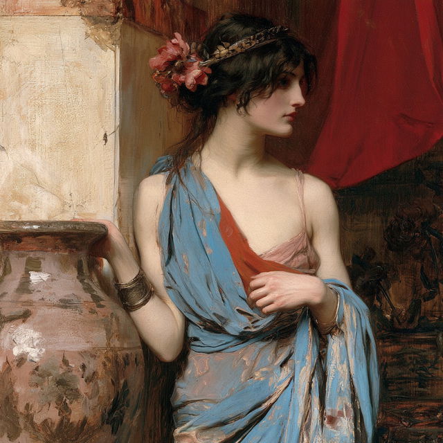 John William Waterhouse style, Midjourney V8.2, render 1 of 4