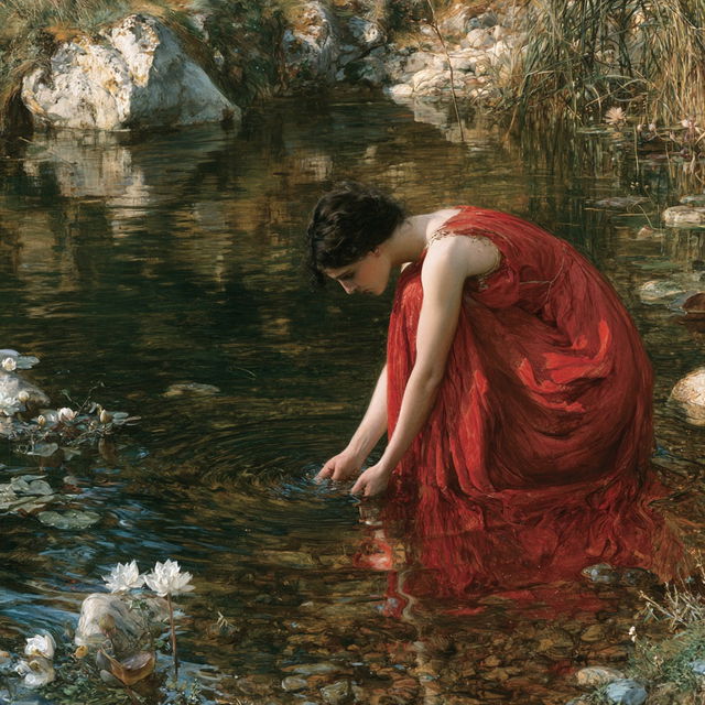 John William Waterhouse style, Midjourney V8.2, render 4 of 4