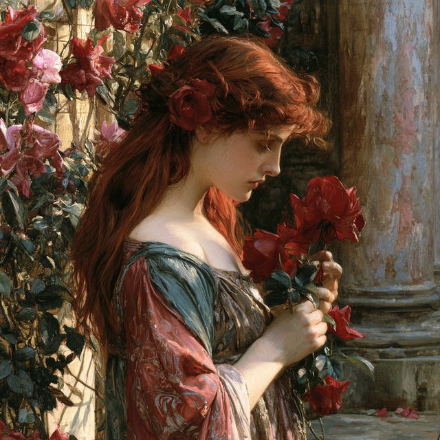 John William Waterhouse style, Midjourney V8.2, render 3 of 4