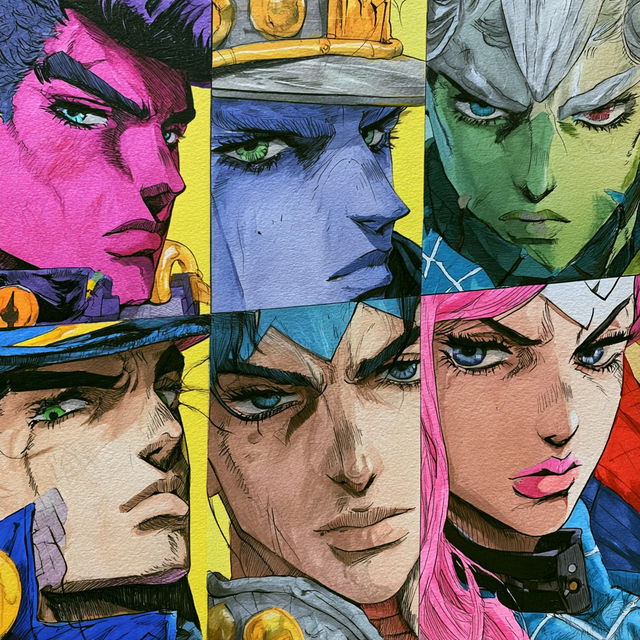 JoJos Bizarre Adventure style, Midjourney V8.2, render 2 of 4