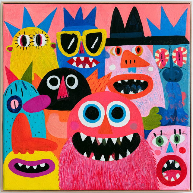 Jon Burgerman style, Midjourney V8.2, render 3 of 4