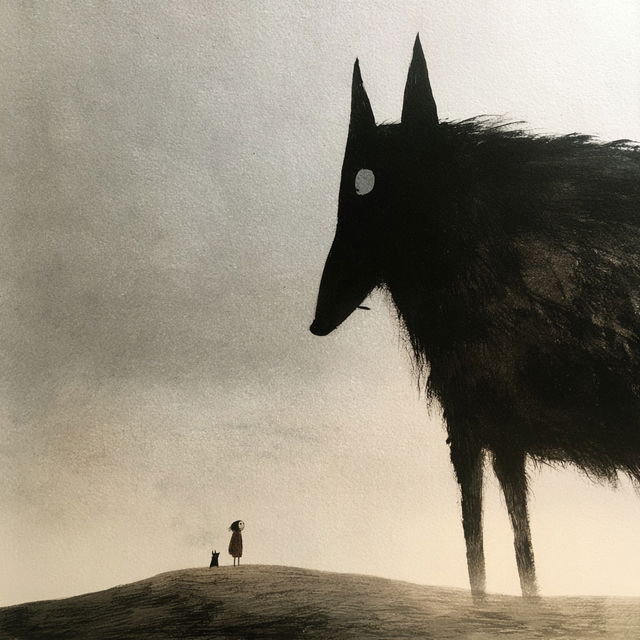 Jon Klassen style, Midjourney V8.2, render 4 of 4