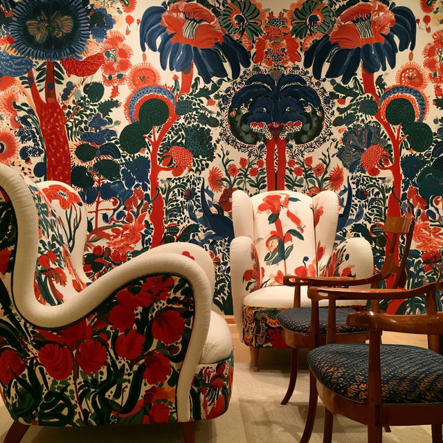 Josef Frank style, Midjourney V8.2, render 4 of 4