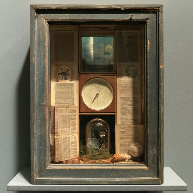 Joseph Cornell style, Midjourney V8.2, render 1 of 4