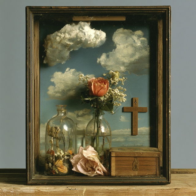 Joseph Cornell style, Midjourney V8.2, render 3 of 4