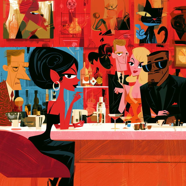 Josh Agle style, Midjourney V8.2, render 4 of 4
