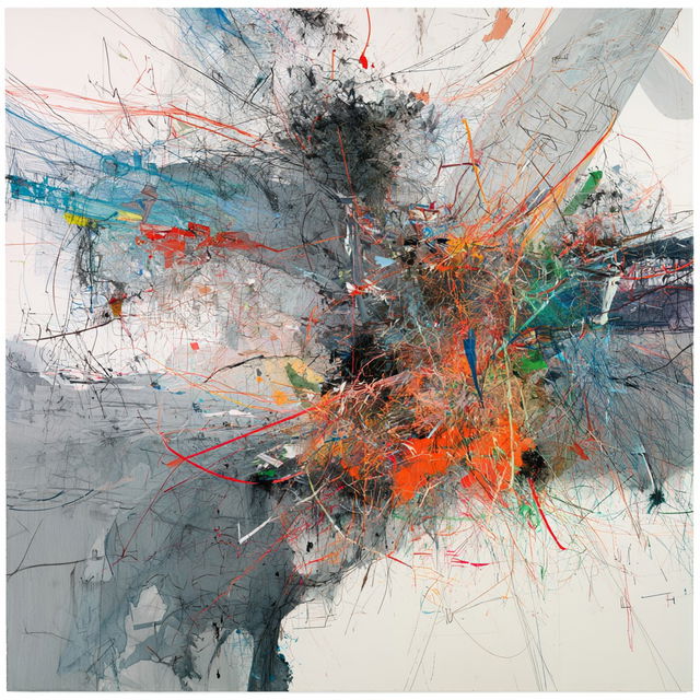Julie Mehretu style, Midjourney V8.2, render 3 of 4