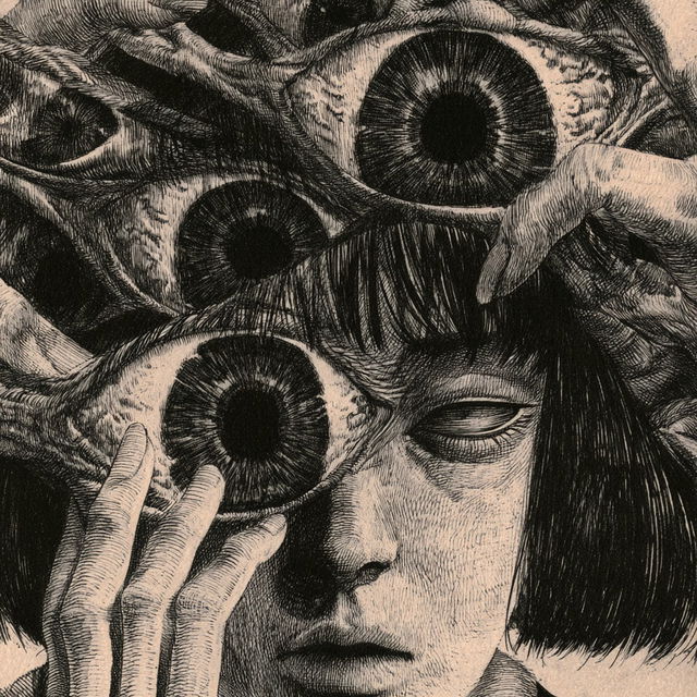 Junji Ito style, Midjourney V8.2, render 1 of 4