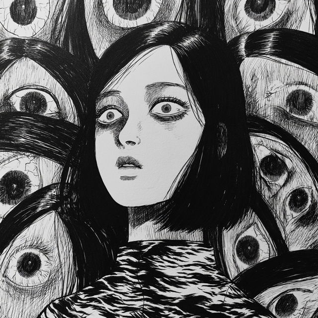 Junji Ito style, Midjourney V8.2, render 4 of 4