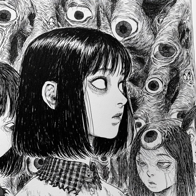 Junji Ito style, Midjourney V8.2, render 3 of 4