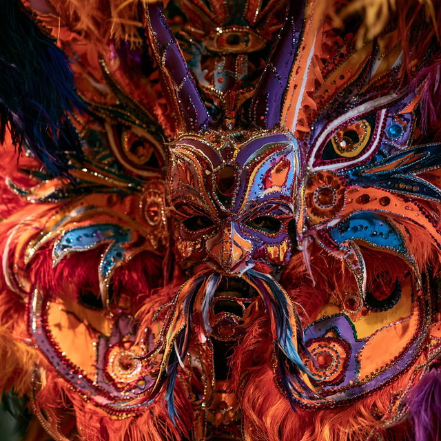 Junkanoo mask style, Midjourney V8.2, render 3 of 4
