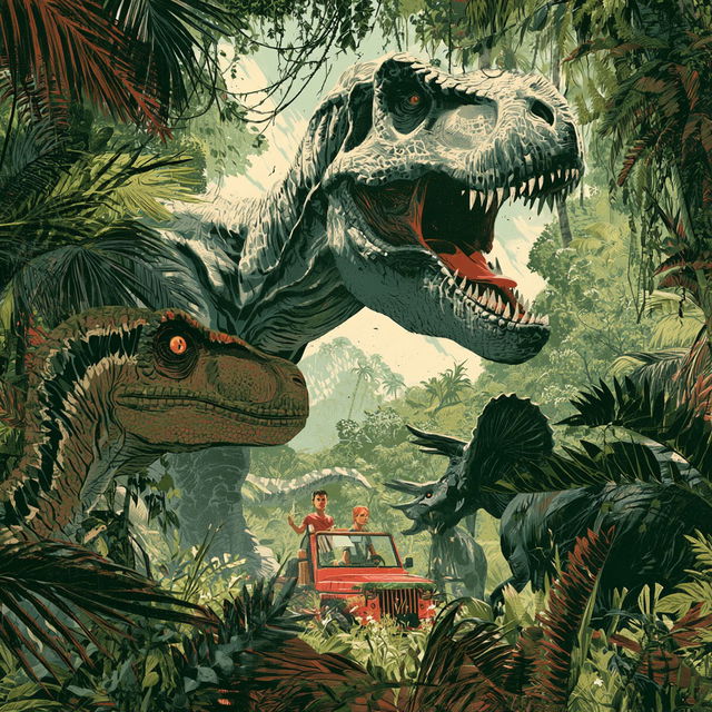 Jurassic Park style, Midjourney V8.2, render 1 of 4
